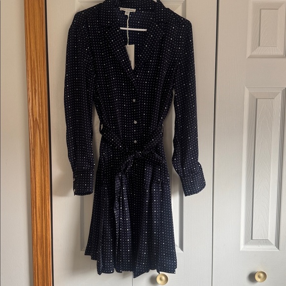 Free Assembly Pleated Mini Shirtdress with Long Sleeves - Picture 4 of 7